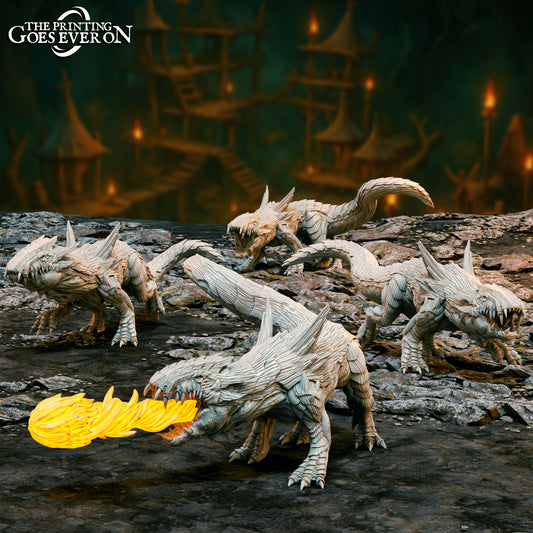 Productfoto Tabletop 28mm The Printing Goes Ever On (TPGEO) 0: Grotten Draken - 4 Grotten Hagedis Wezens