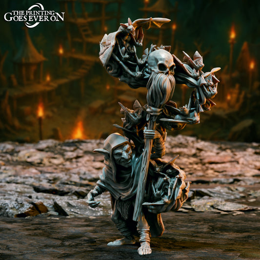 Productfoto Tabletop 28mm The Printing Goes Ever On (TPGEO) 0: Goblin Sjamaan - Magische Bewoner van de Grotten - Tovenaar der Goblins