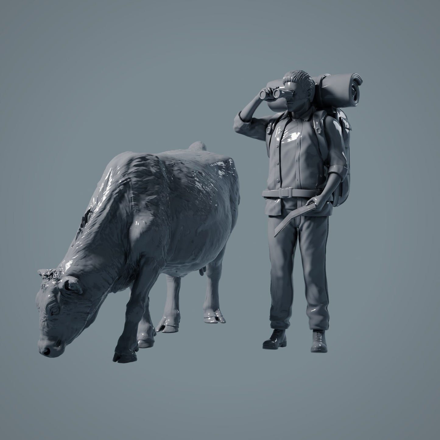 Boerderij Dier Figuur: grazende Koe - Red Devon Cow (a028)