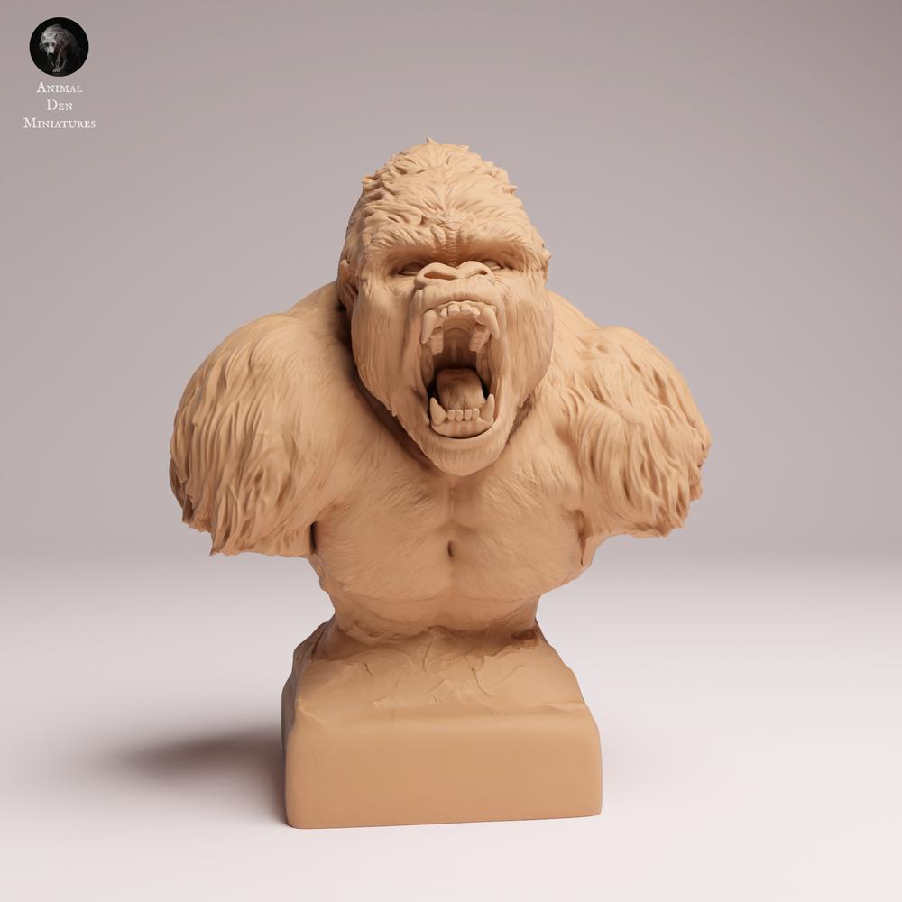 Productfoto dierenfiguur Animal Den Miniatures 2: Gorilla dierenfiguur: Oostelijke laaglandgorilla - agressieve zilverrug als buste (25_07_19)