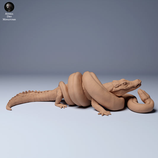 Productfoto Dier Figuur Diorama, Modelbouw: 0: Anaconda vecht met Kaaiman: Dieren uit Zuid-Amerika