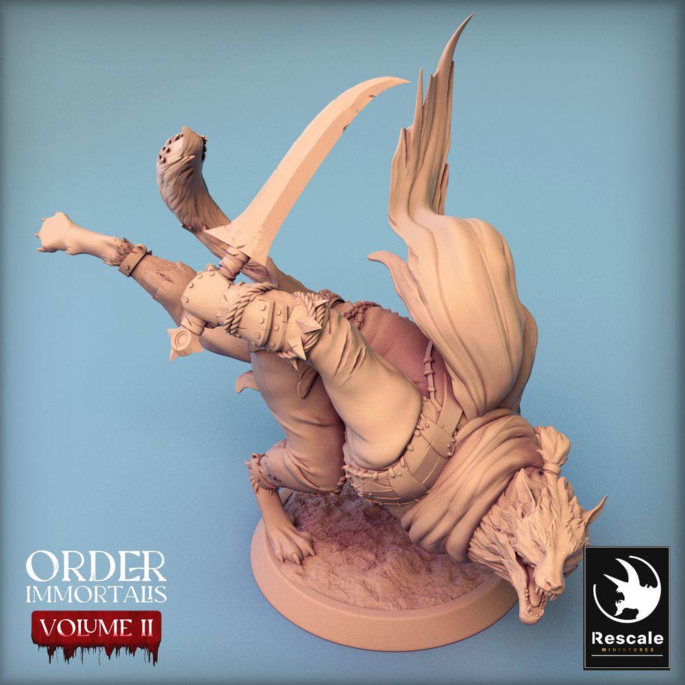 Productfoto Tabletop 28mm Lord of the Print (LotP) 0: Tabletop Miniatuur: Weerwolf Krijger met Krummschwert, Wolfmens Barbar, Weerwolf Krijger (24_02_C1)