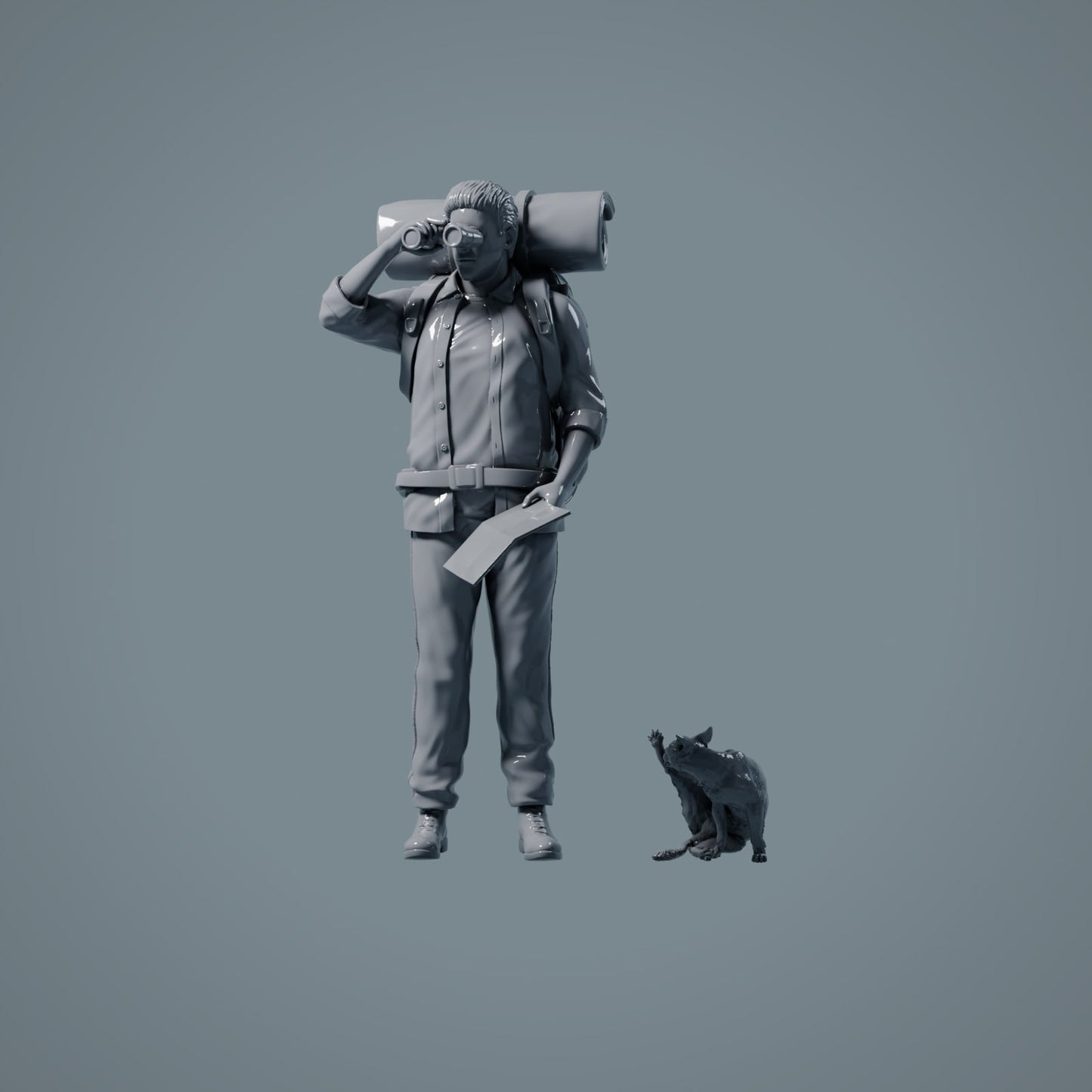 Huisdierfiguur: Kat is aan het poetsen (a001)