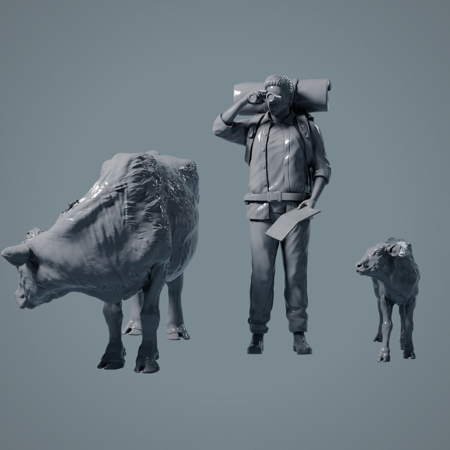Boerderij Dier Figuur: Koe en Kalf 2 - Red Devon Cow (a032)
