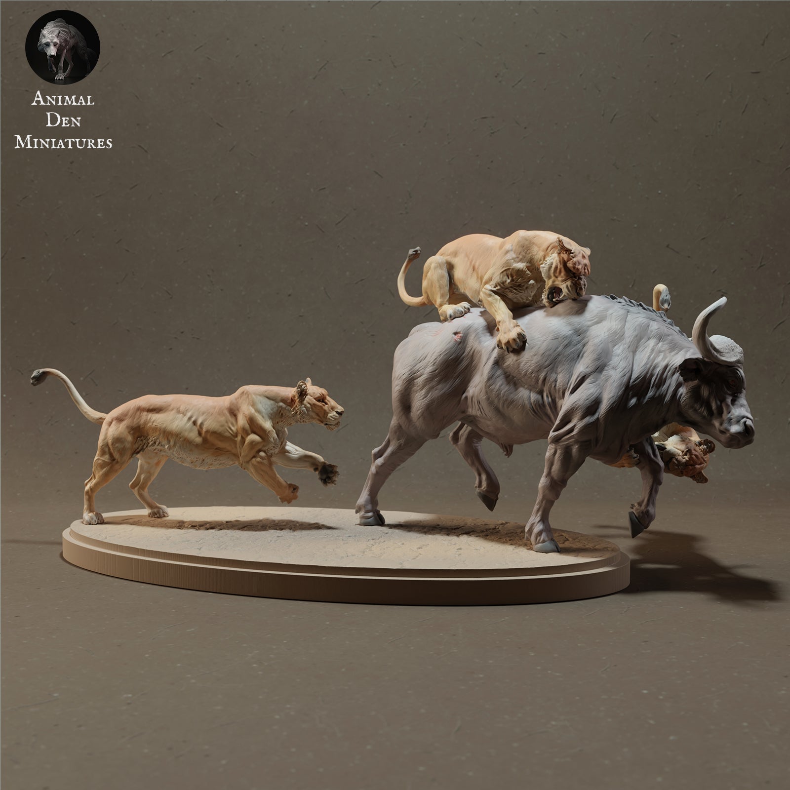 Productfoto Dier Figuur Diorama, Modelbouw: 0: Leeuwen jagen Afrikaanse Buffels - Dieren van de Savanne