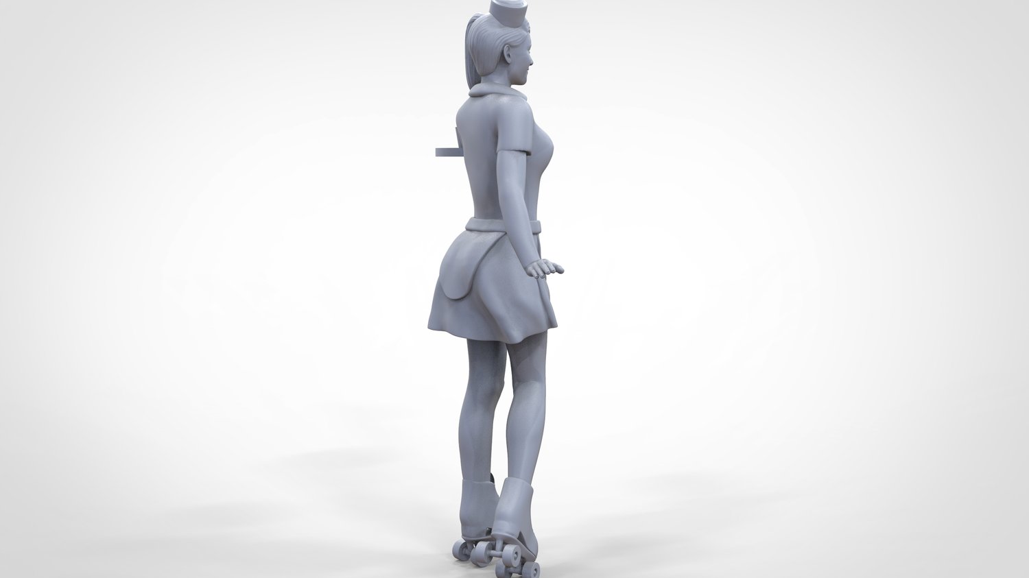 Productfoto 0: Serveerster op rolschaatsen 1: Bediening met tablet brengt drankjes