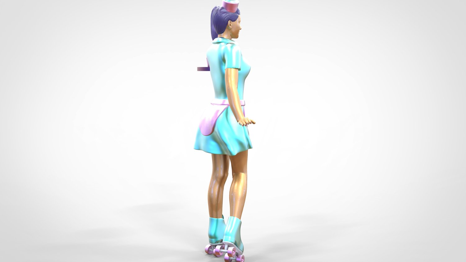 Productfoto 0: Serveerster op rolschaatsen 1: Bediening met tablet brengt drankjes