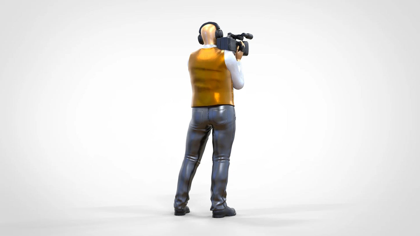 Produktfoto Diorama und Modellbau Miniatur Figur: Reporter Team - Kameramann mit Handkamera