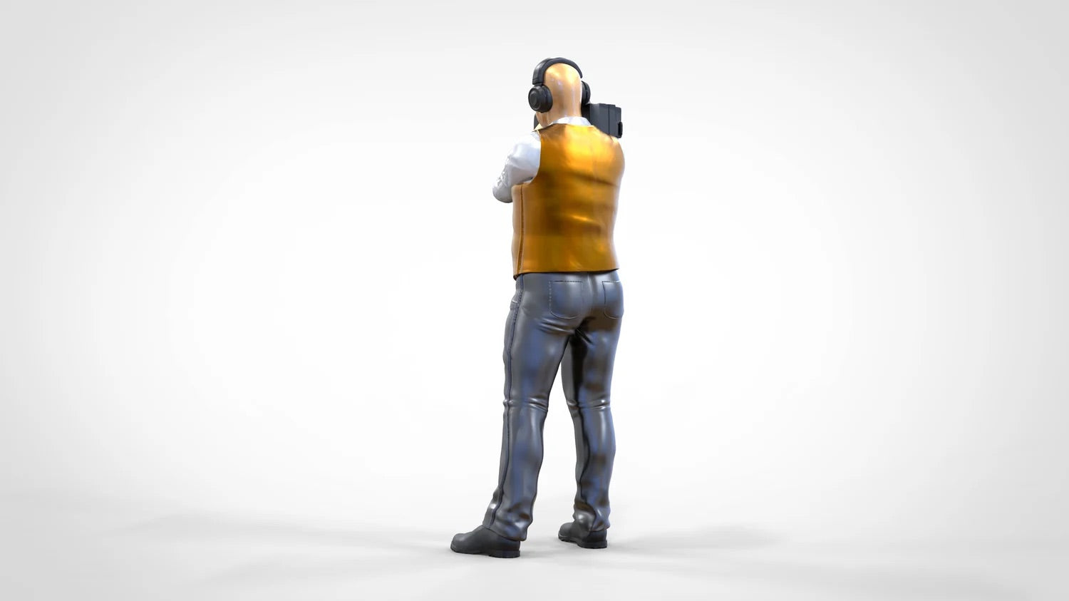 Productfoto diorama en modelbouw miniatuurfiguur: Reportersteam - cameraman met handcamera