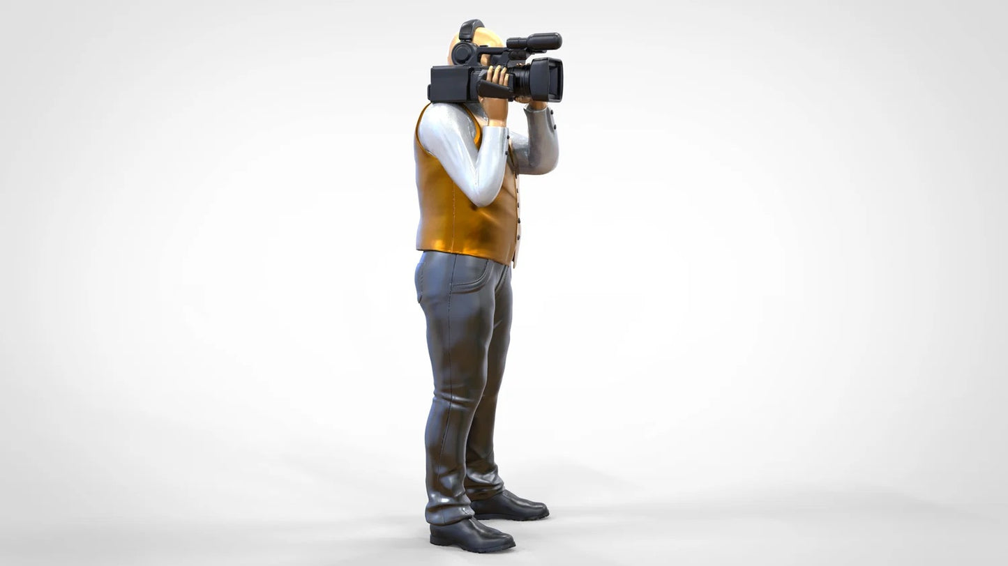 Produktfoto Diorama und Modellbau Miniatur Figur: Reporter Team - Kameramann mit Handkamera