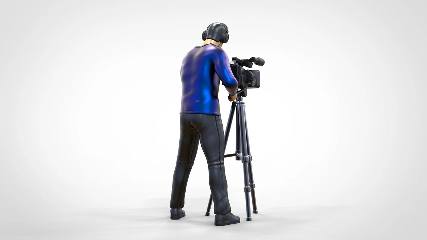 Productfoto Diorama en Modelbouw Miniatuurfiguur: Reportersteam - Cameraman met Camera en Statief