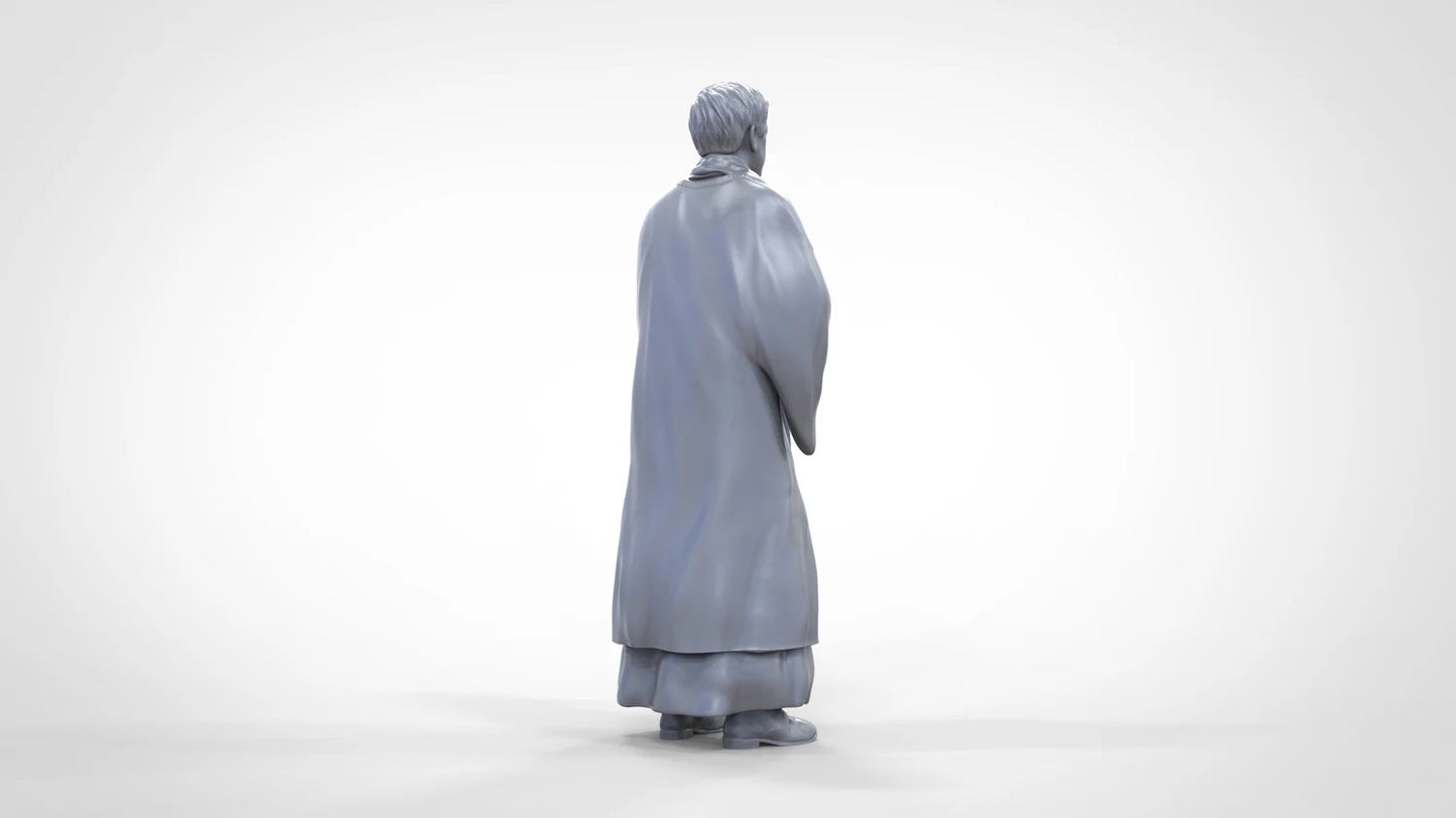 Productfoto diorama en modelbouw miniatuur figuur: geestelijke: pastoor / priester in mis