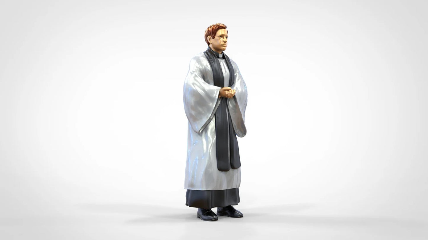 Productfoto diorama en modelbouw miniatuur figuur: geestelijke: pastoor / priester in mis