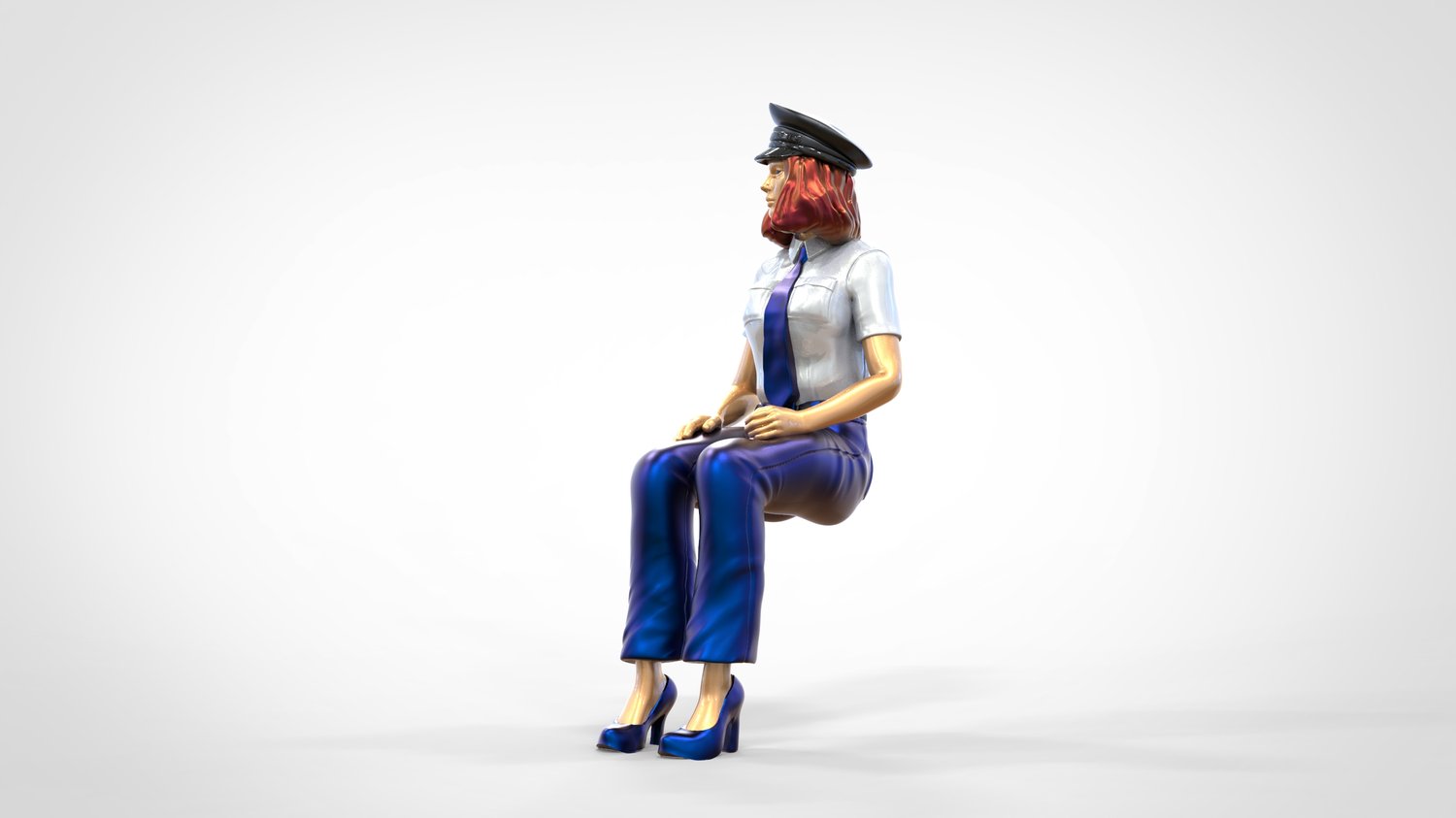 Productfoto 0: Piloot in uniform zittend: Vliegtuigpersoneel - bedient hendel