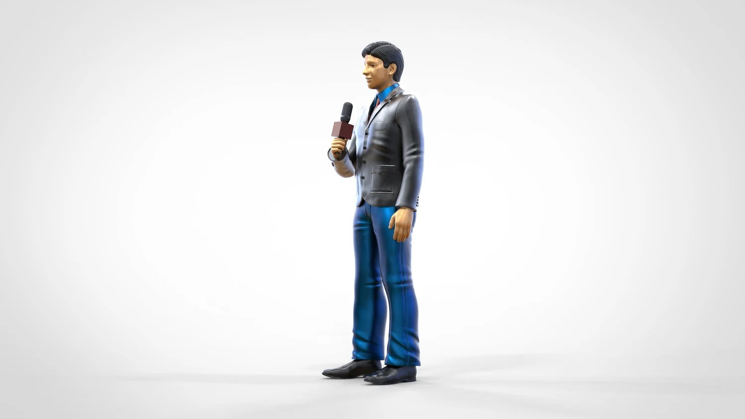 Productfoto Diorama en Modelbouw Miniatuurfiguur: Reportersteam - Reporter met Microfoon