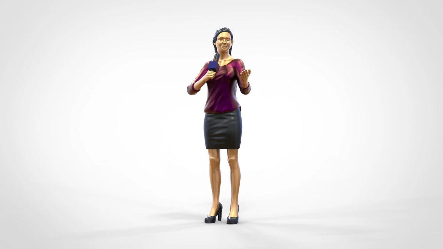 Produktfoto Diorama und Modellbau Miniatur Figur: Reporter Team - Reporterin mit Mikro