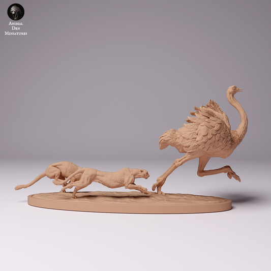 Productfoto Dier Figuur Diorama, Modelbouw: 0: Cheetah jaagt Struisvogel: Dieren uit Afrika