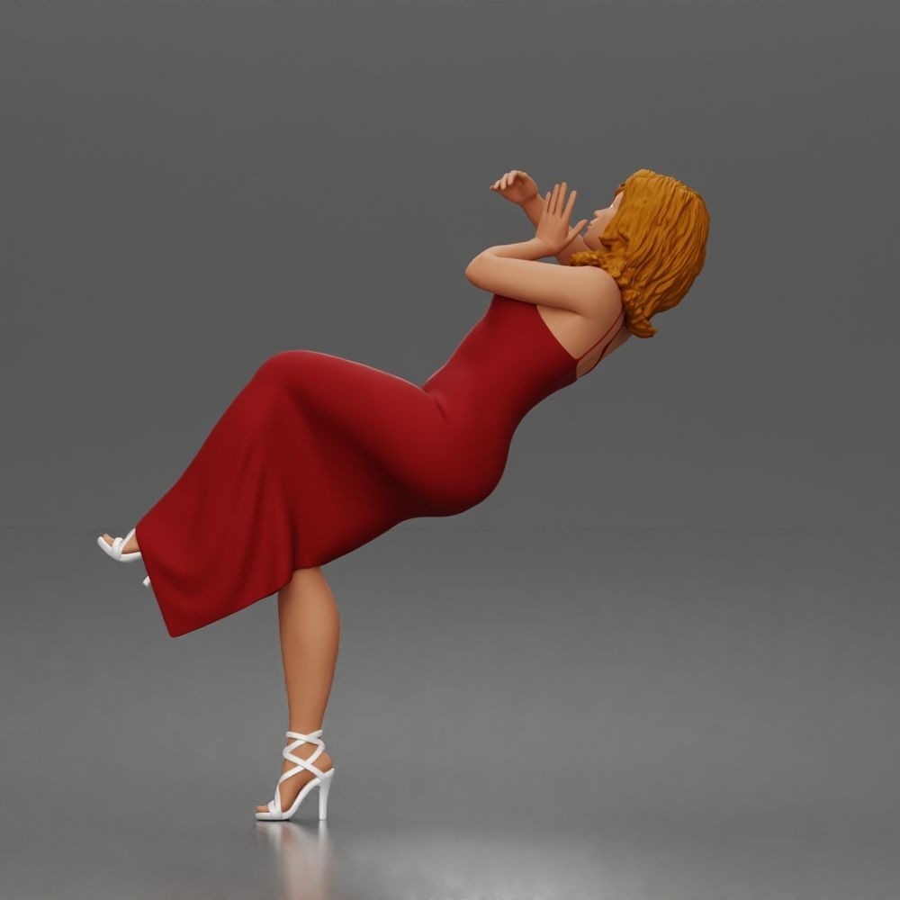 Diorama modelbouw productfoto 0: Staande figuur: achteroverleunende vrouw in lange jurk met riemschoenen (a192)