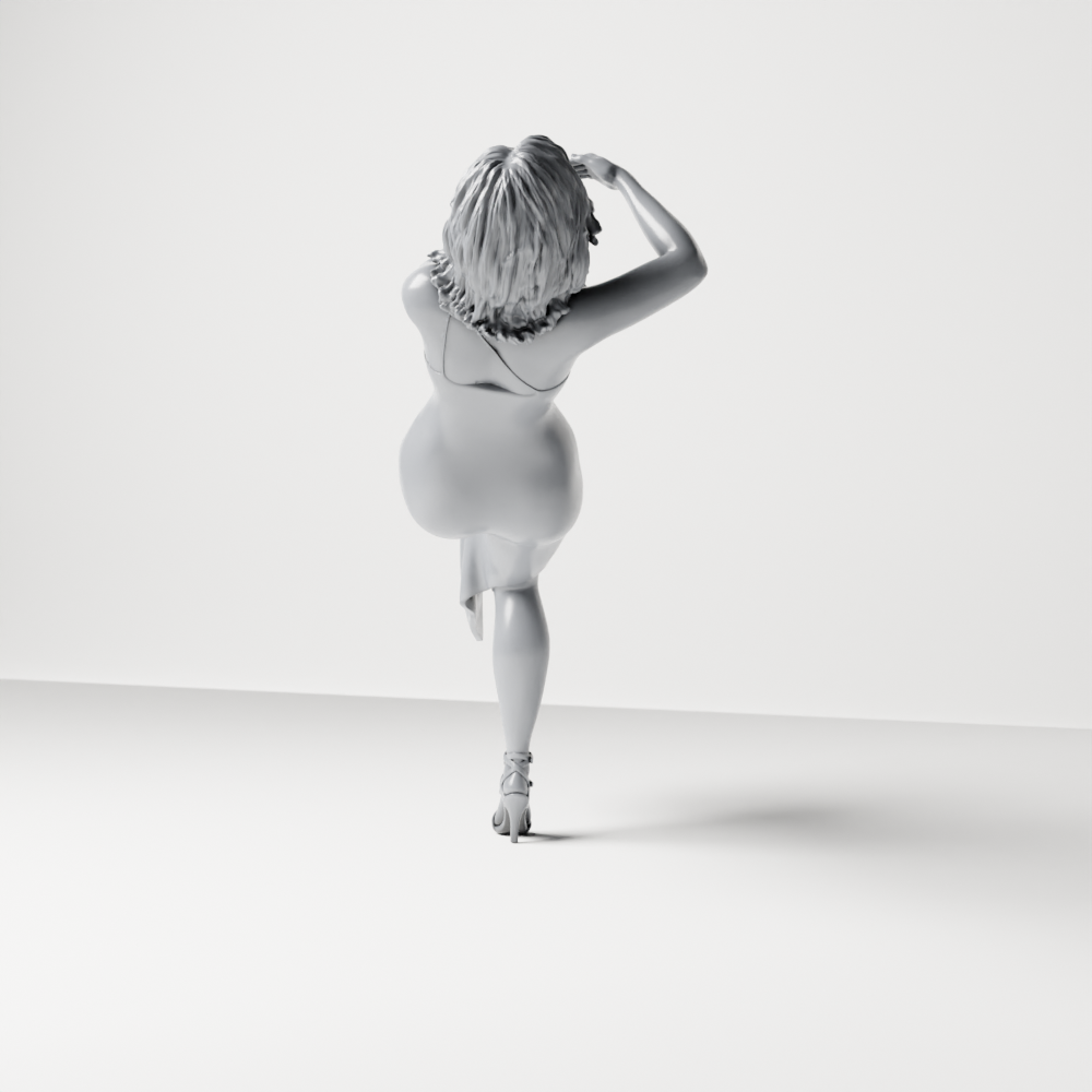 Diorama modelbouw productfoto 3: Staande figuur: achteroverleunende vrouw in lange jurk met riemschoenen (a192)