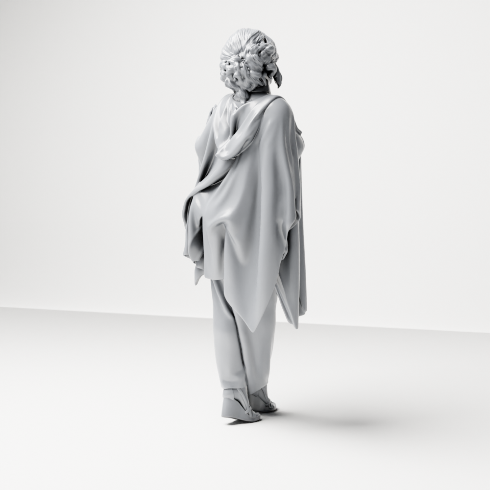 Diorama Modellbau Produktfoto 8: Stehende Figur: Frau mit erhobener Hand, fließendem Cape & Plateauschuhen (a174)