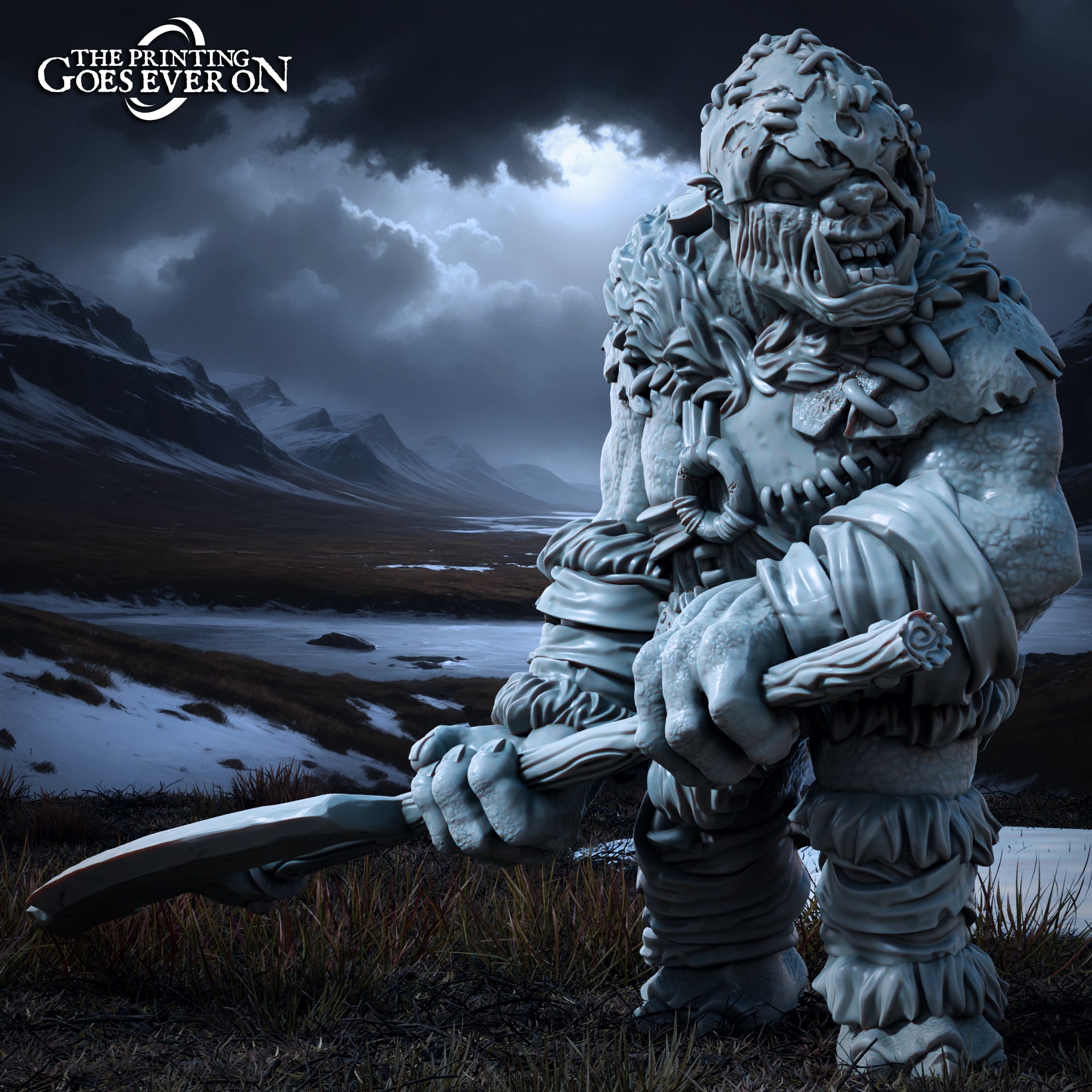 Productfoto Tabletop 28mm The Printing Goes Ever On (TPGEO) 0: Krachtige Troll Chief - Grote Beest - Kwaadaardige Wezens van de Noordrijken