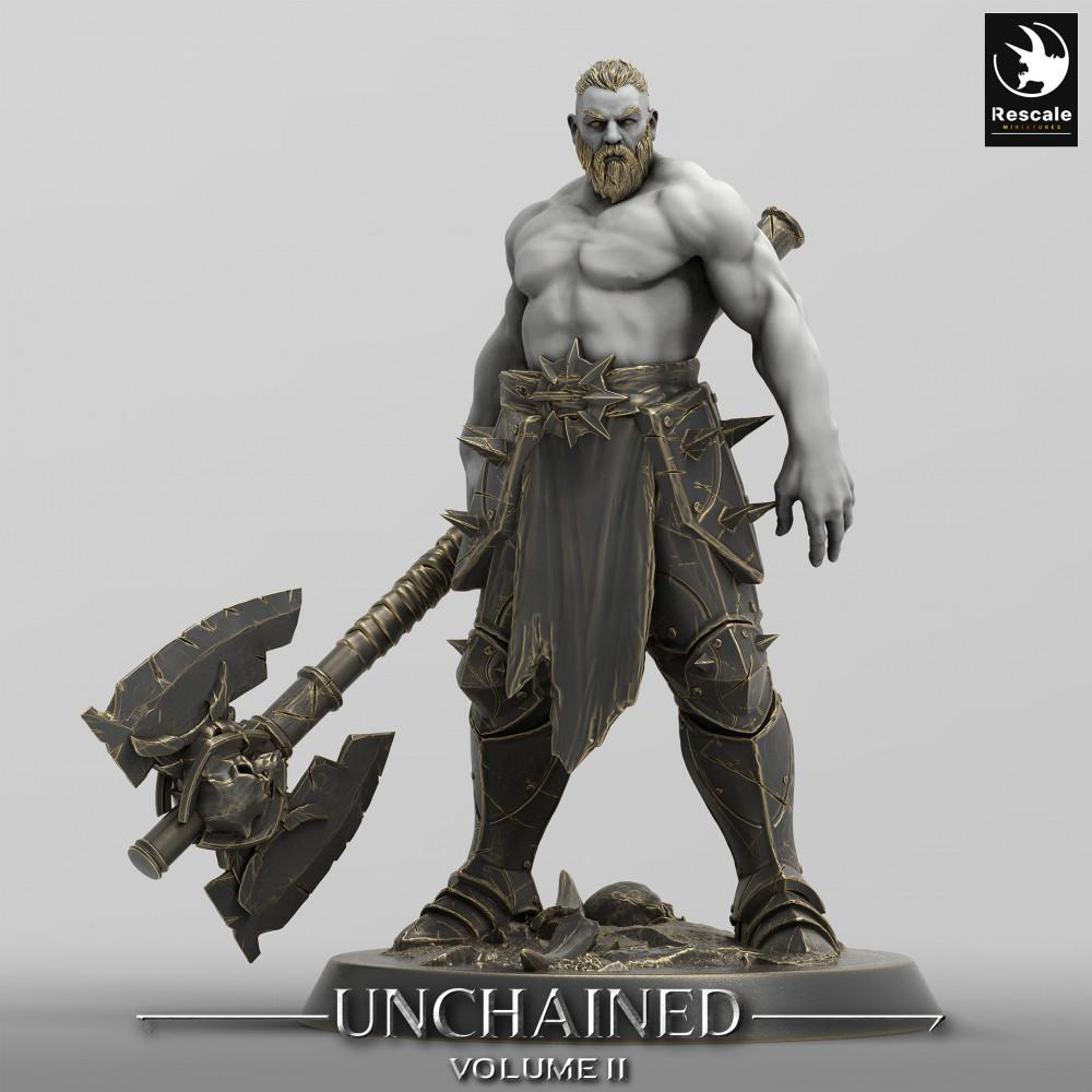 Productfoto Tabletop 28mm Lord of the Print (LotP) 0: Tabletop Miniatuur: Barbarische Berserker, Axtvechter en Stammesstrijder met Tweehandige Dubbelaxt (24_05_C3)