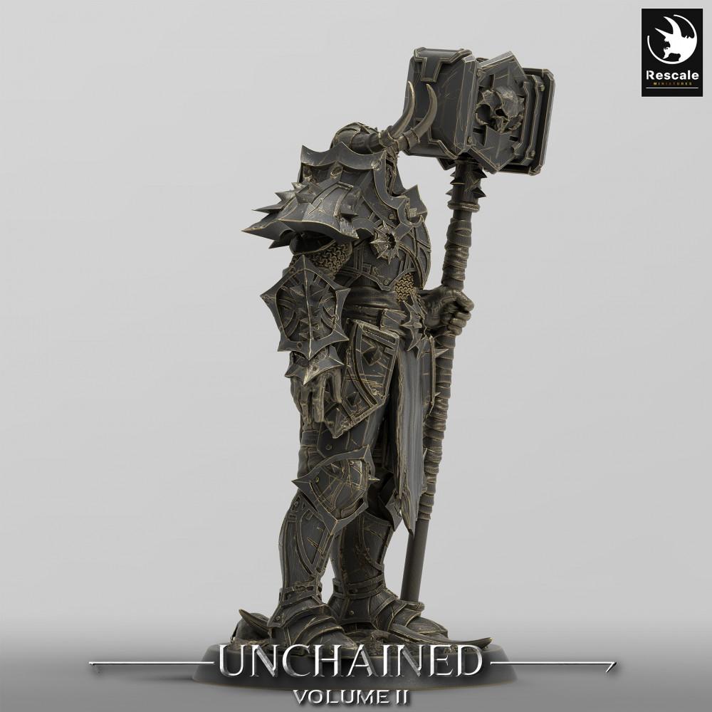 Productfoto Tabletop 28mm Lord of the Print (LotP) 0: Tabletop Miniatuur: Demonridders Commandant met Tweehandige Oorlogs Hamer, Donkere Paladijn, Warlord (24_05_F4)