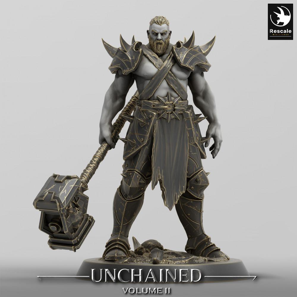 Productfoto Tabletop 28mm Lord of the Print (LotP) 0: Tabletop Miniatuur: Hammerkrijger met Tweehandige Hamer, Donkere Paladijn, Barbaar, Runenkrijger, Warlord (24_05_C11)