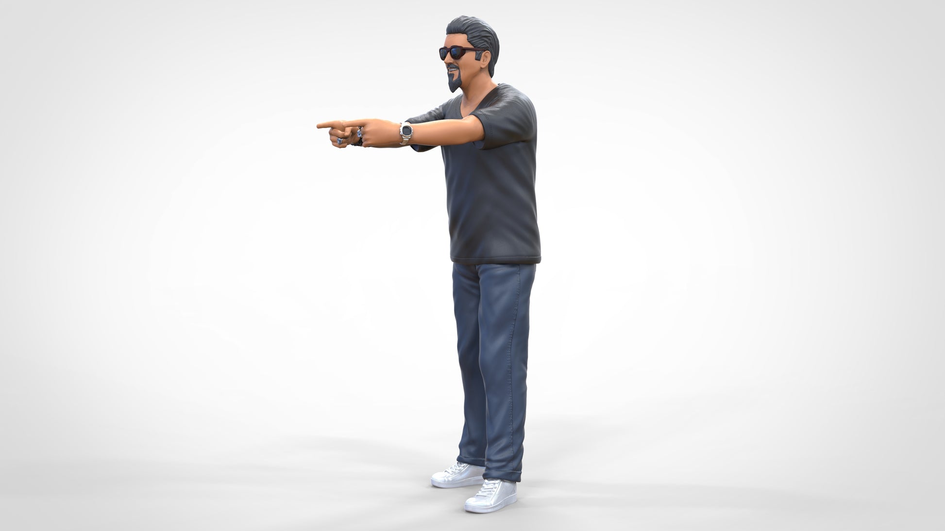 Productfoto diorama en modelbouw miniatuurfiguur: man met zonnebril