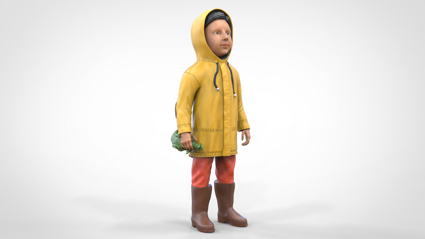 Productfoto Diorama en modelbouw miniatuur figuur: Kind in regenjas