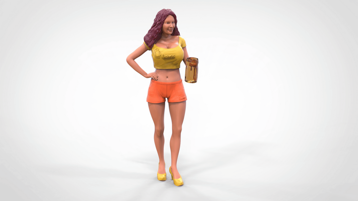 Productfoto Diorama en modelbouw miniatuurfiguur: Sexy vrouw met bierpul