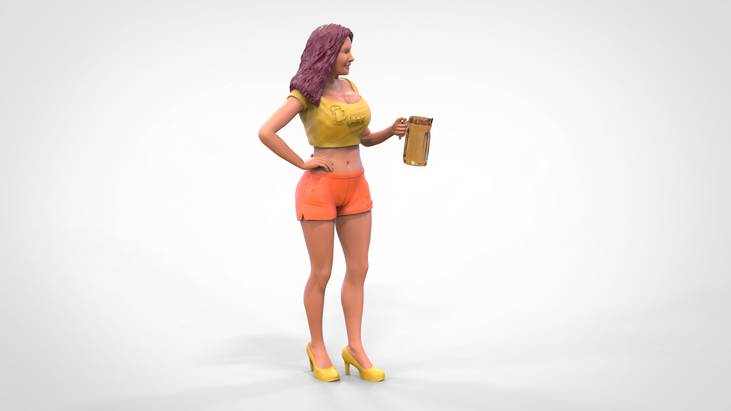 Productfoto Diorama en modelbouw miniatuurfiguur: Sexy vrouw met bierpul