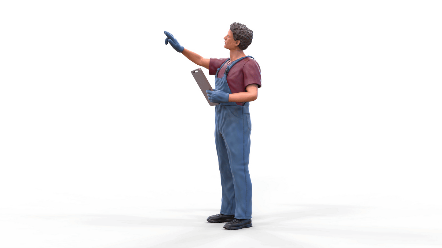 Produktfoto Diorama und Modellbau Miniatur Figur: Mechaniker Klemmbrett