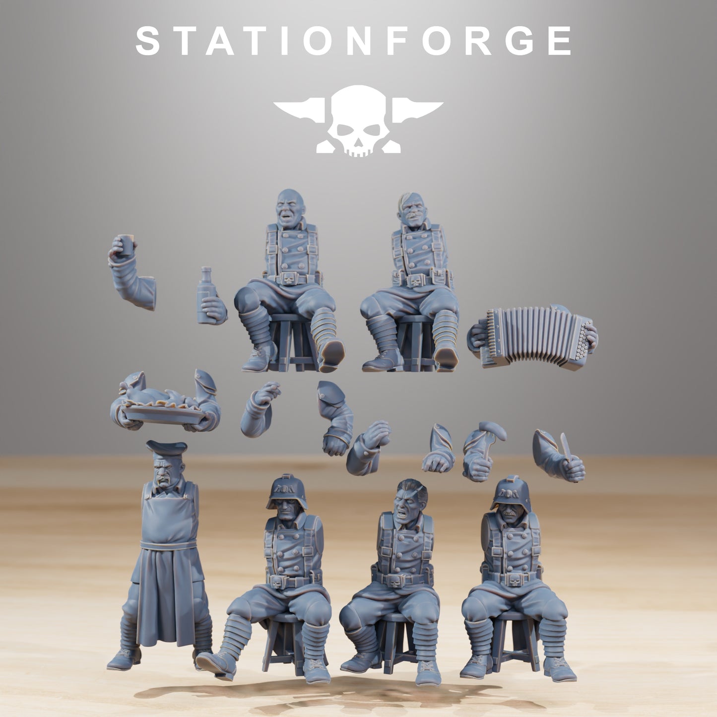 Productfoto 28mm Tabletop Minis Stationforge: Feestmaaltijd