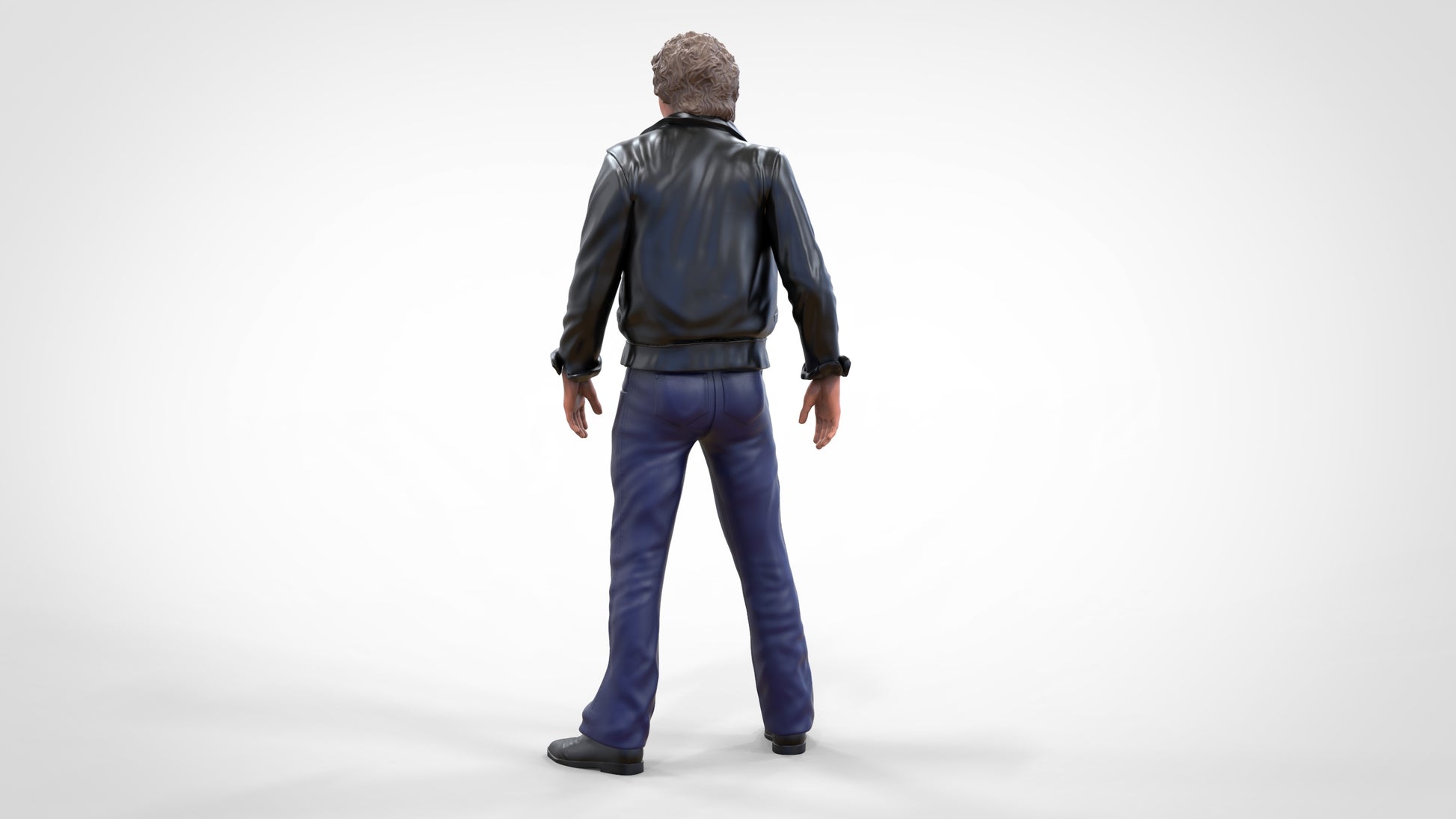 Productfoto diorama en modelbouw miniatuur figuur: man in leren jack