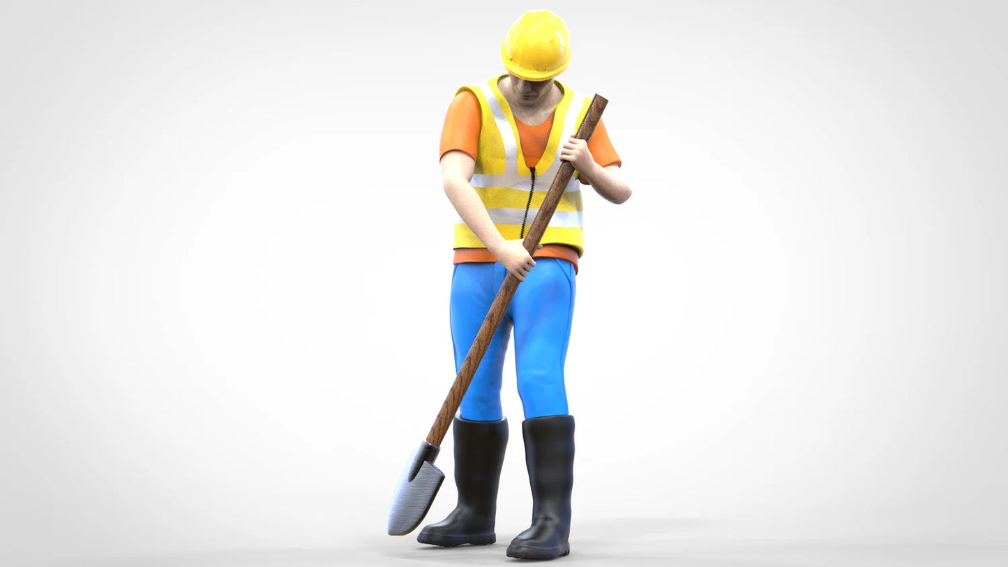 Productfoto diorama en modelbouw miniatuurfiguur: Bouwvakker set, 8 figuren