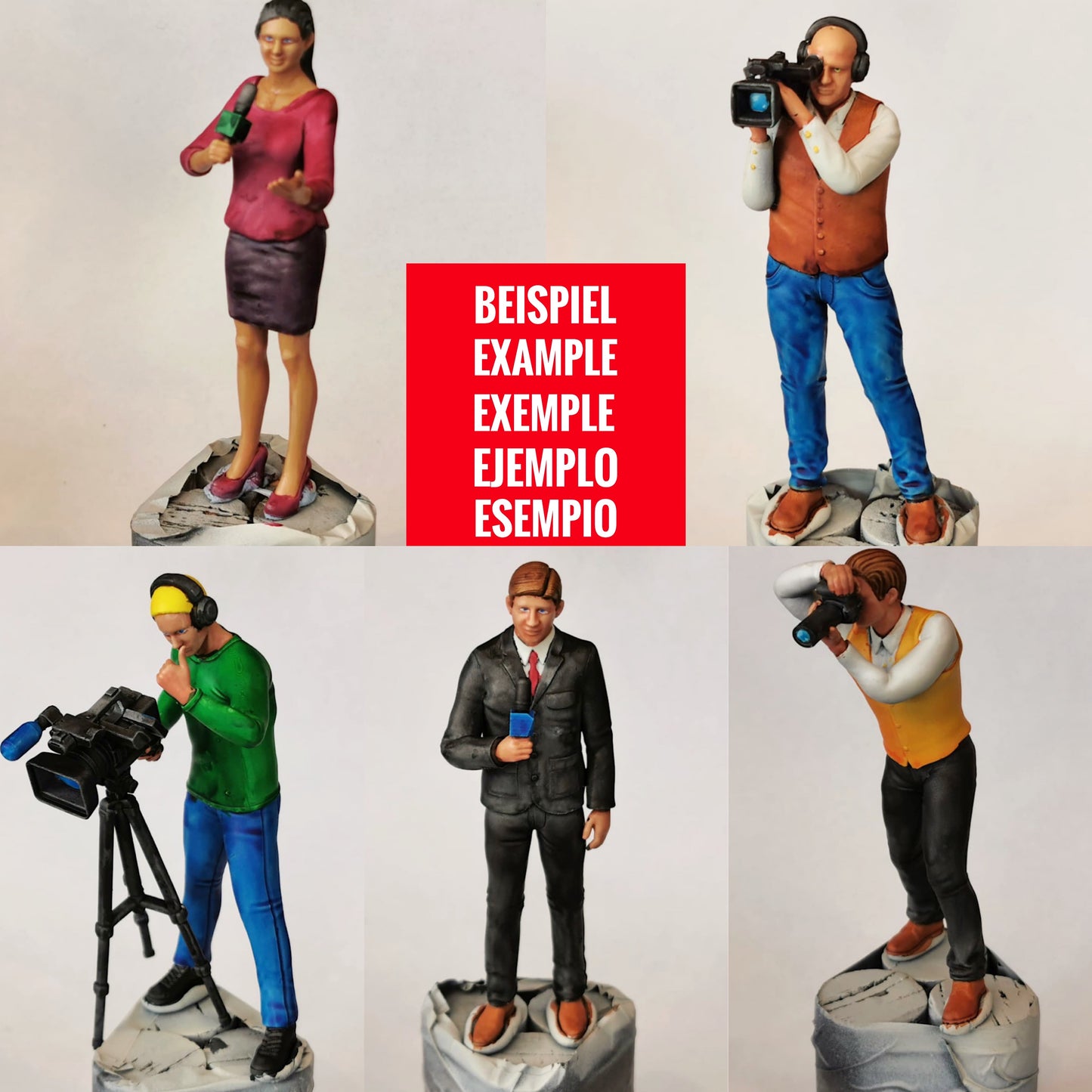 Productfoto diorama en modelbouw miniatuur figuur: Reporter set, 6 figuren