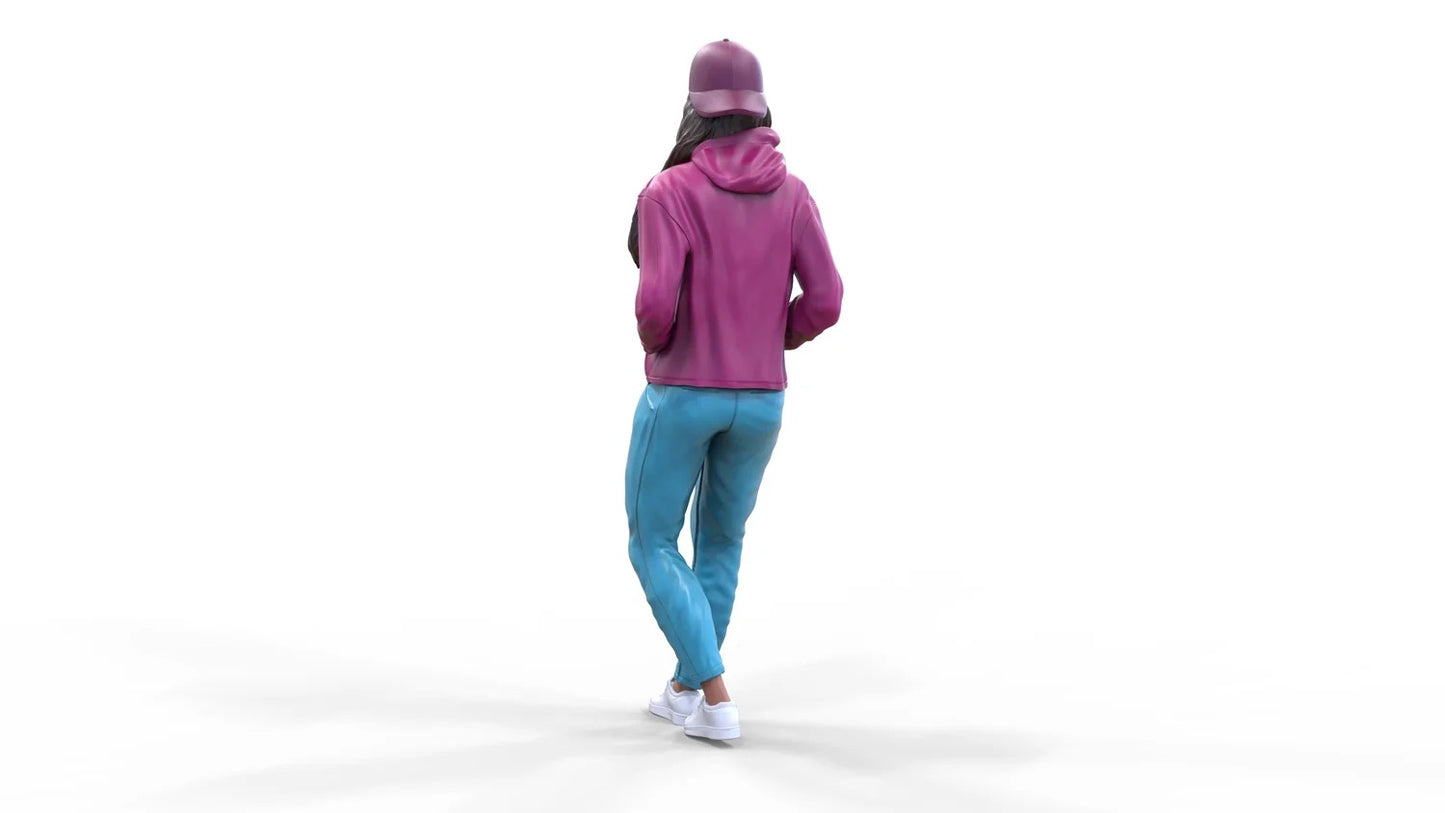 Productfoto Diorama en modelbouw miniatuur figuur: Vrouw met hoodie | Hip Hopperin
