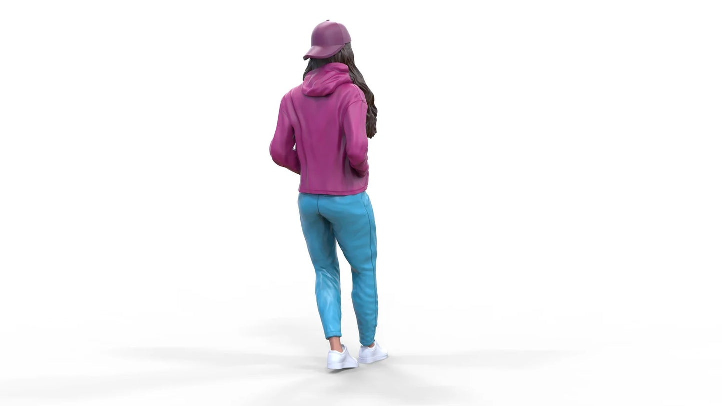 Productfoto Diorama en modelbouw miniatuur figuur: Vrouw met hoodie | Hip Hopperin