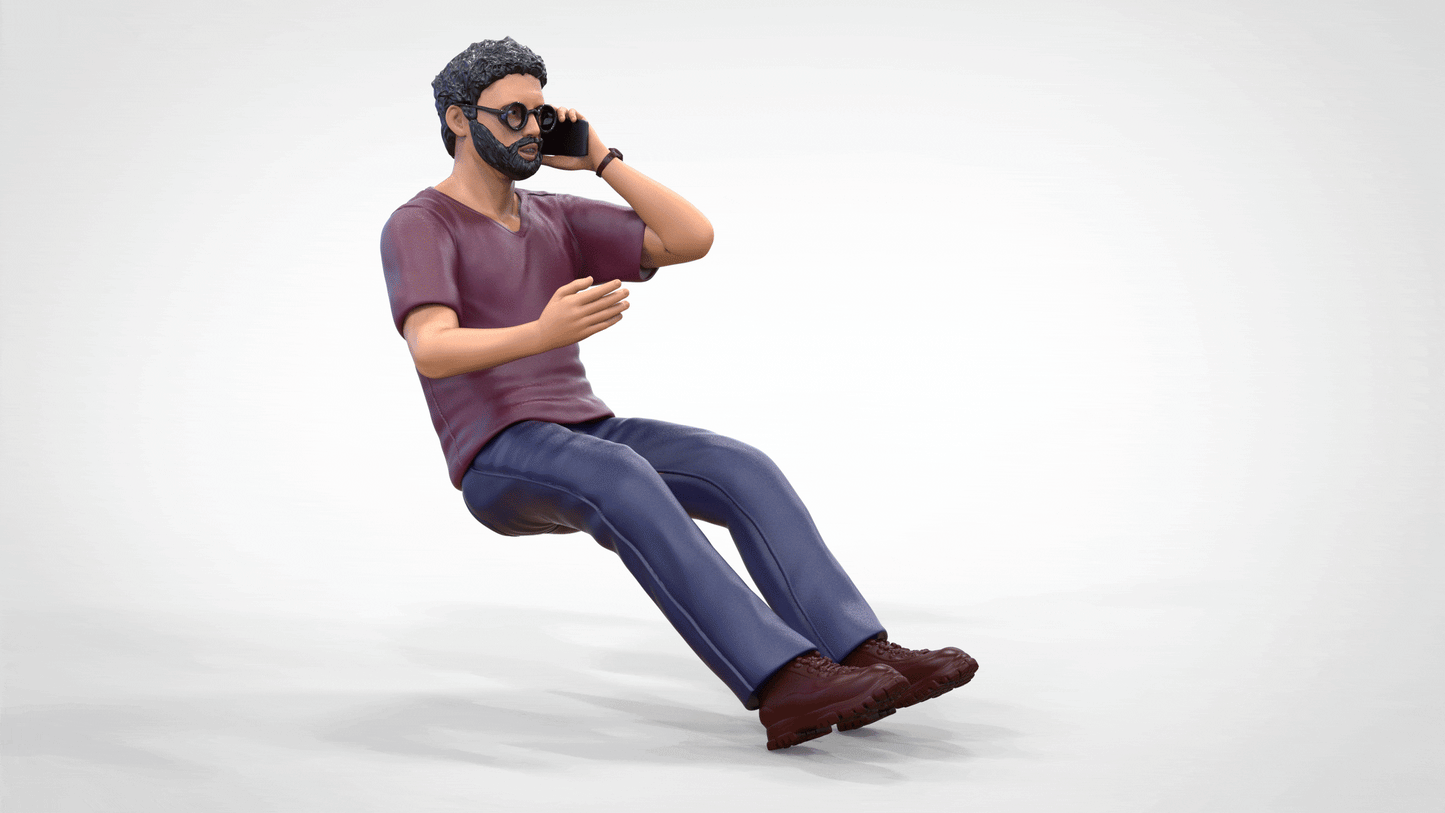 Productfoto diorama en modelbouw miniatuurfiguur: man aan de telefoon