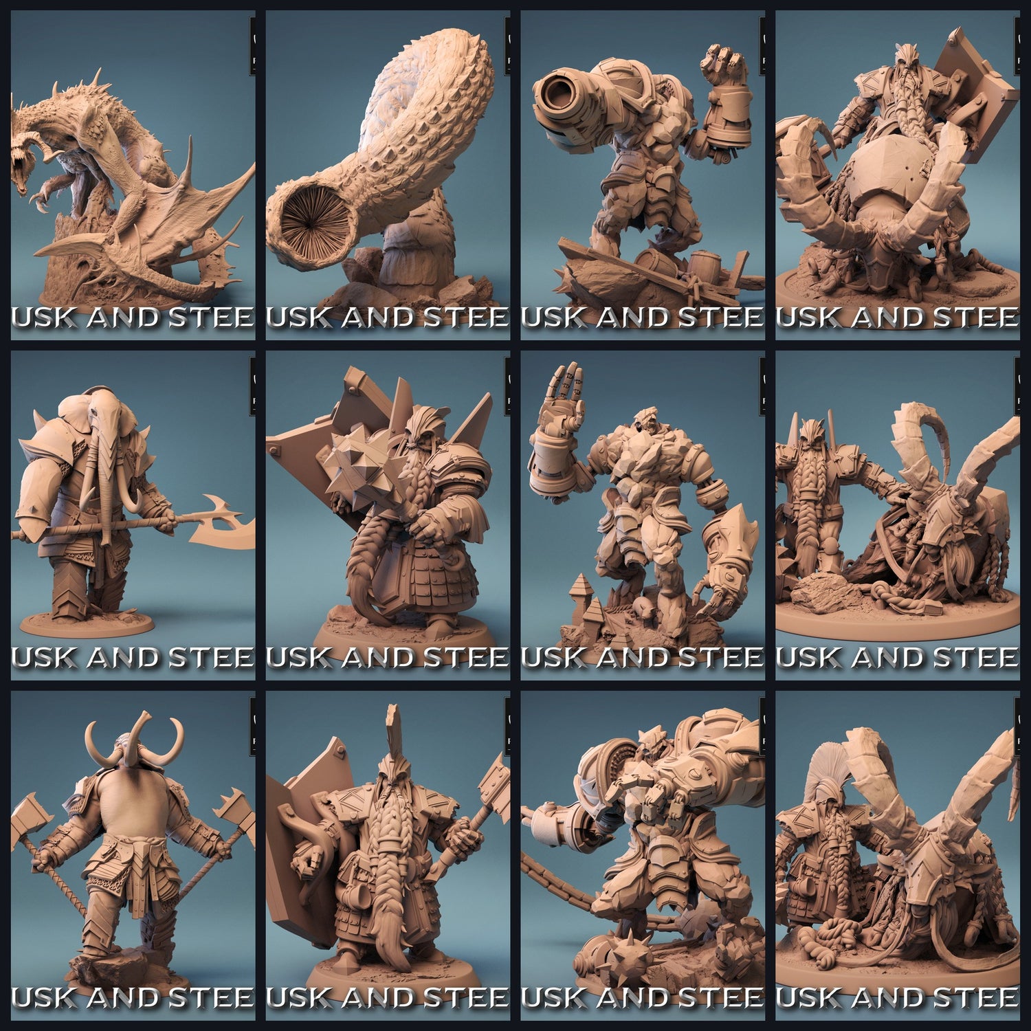 Dit beeld is de categorieafbeelding voor de release 23_08: Tusk And Steel - Rescale Miniaturen: Beesten, Dwergen, Golems