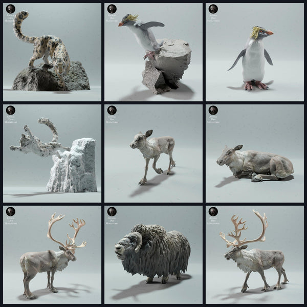 Dit beeld is de categoriefoto voor de release 22_12: Tundra-dierminiaturen voor diorama en modelbouw