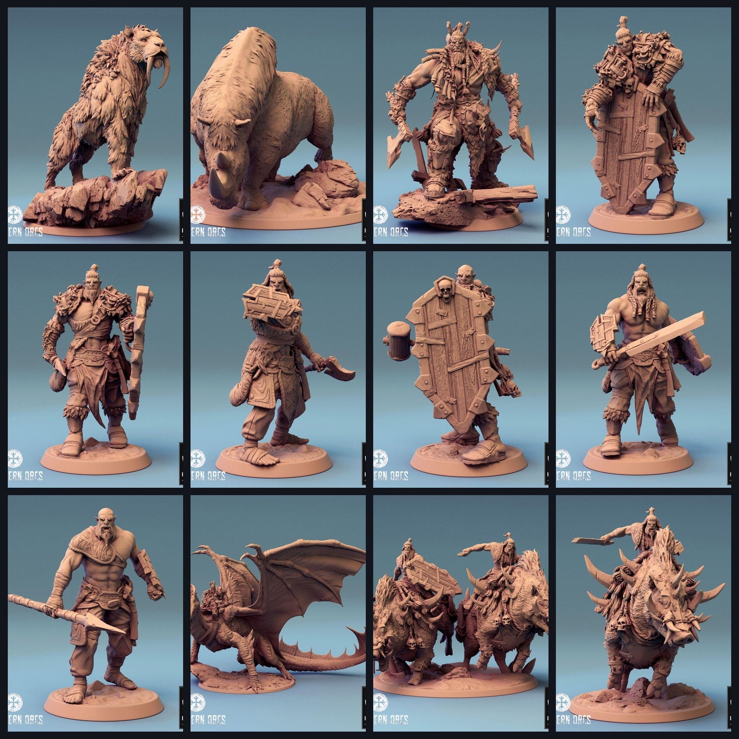 Dit beeld is de categorie afbeelding voor de release 24_04: Northern Orcs - Ork-Krijger, Beestenrijder en Monster