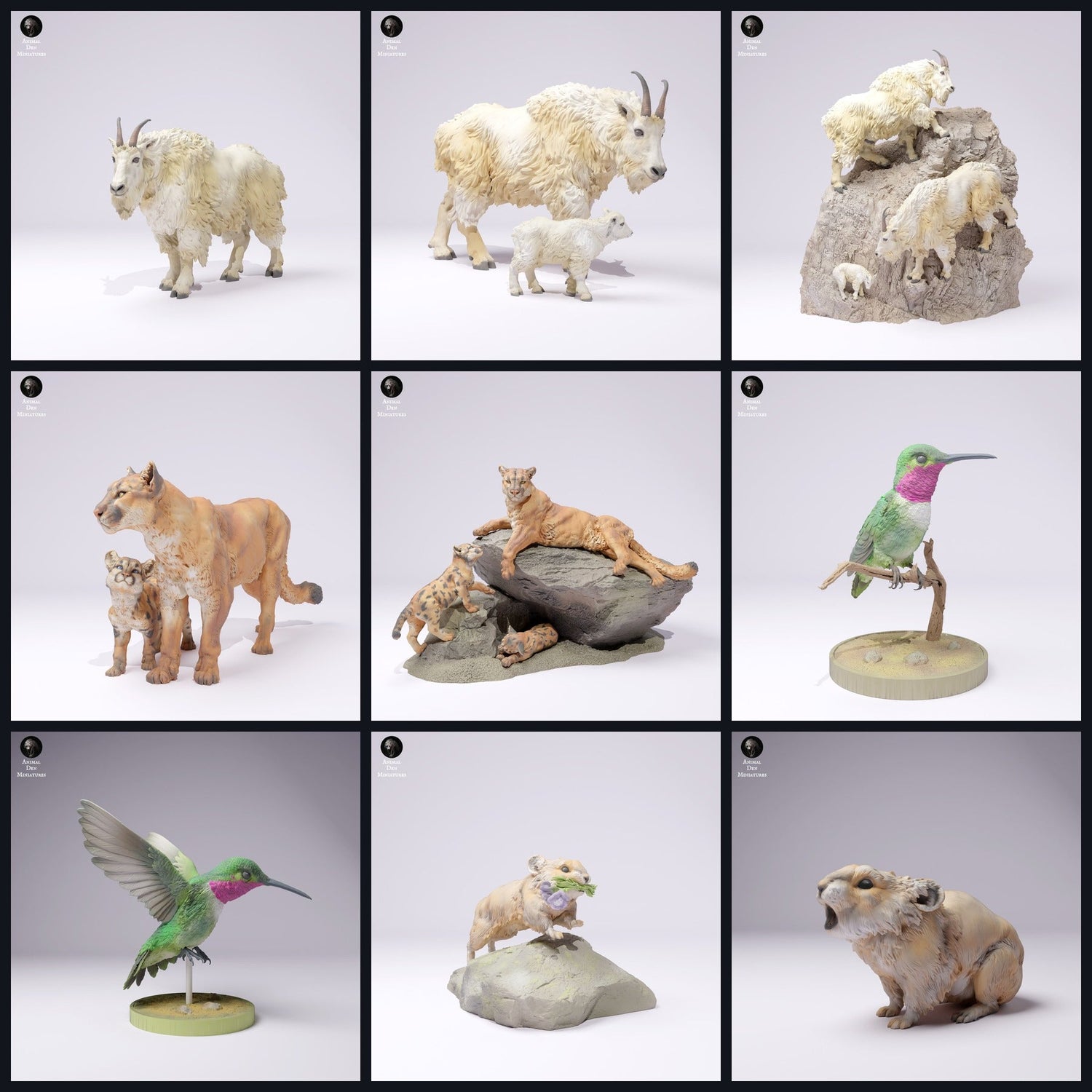 Dit beeld is de categorie-afbeelding voor de release 25_01: Gebirgs-dierminiaturen en dierfiguren voor diorama.
