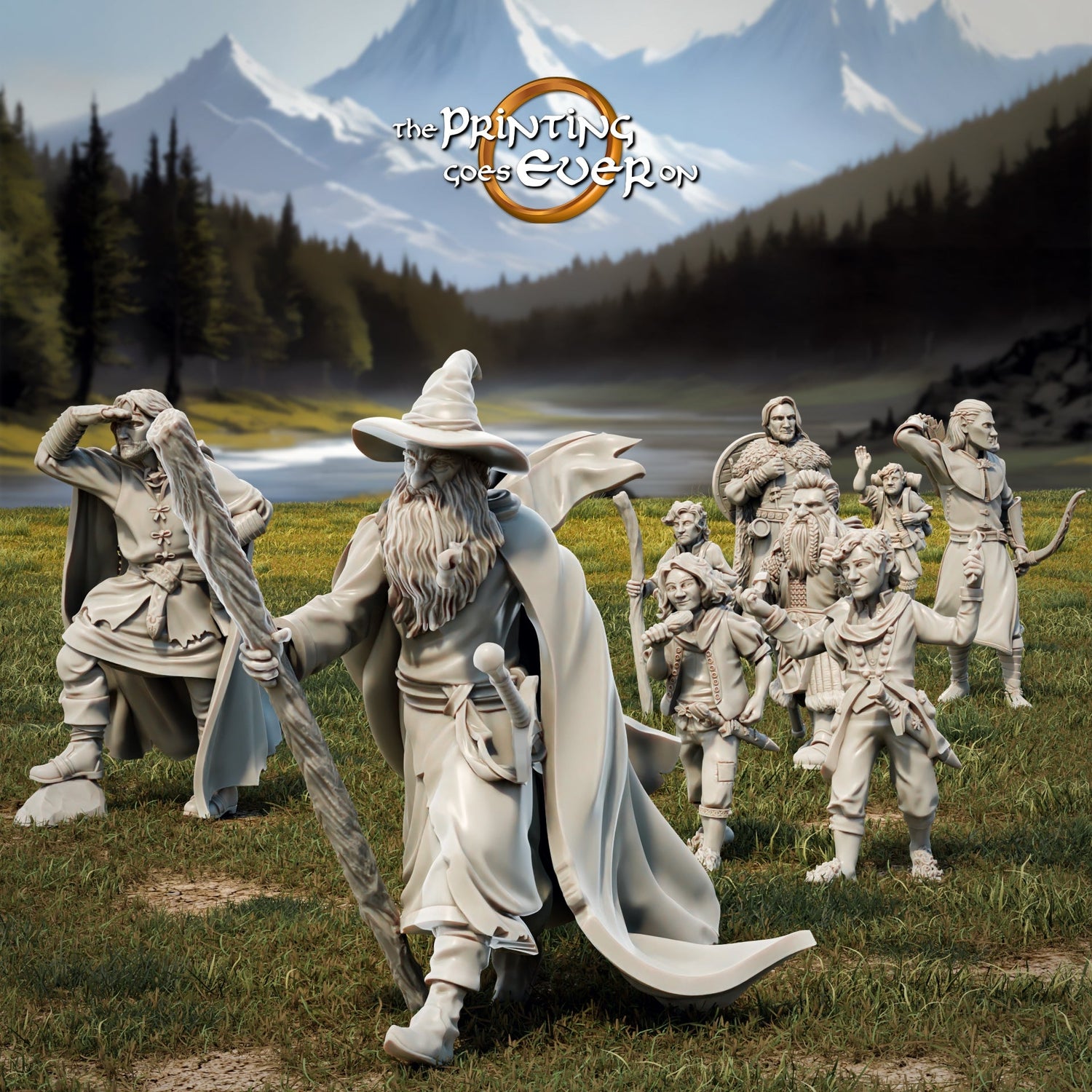 Collectie-afbeelding voor The Printing Goes Ever On Minis: Heldengroep in wandelhouding als 28-mm-Tabletop-miniaturen