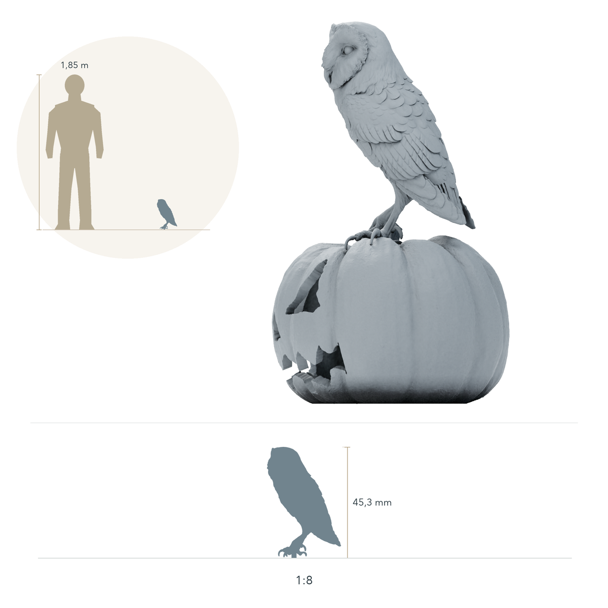 Productfoto dierfiguur Animal Den Miniatures 0: wild dier: Amerikaanse kerkuil (26_10_08)