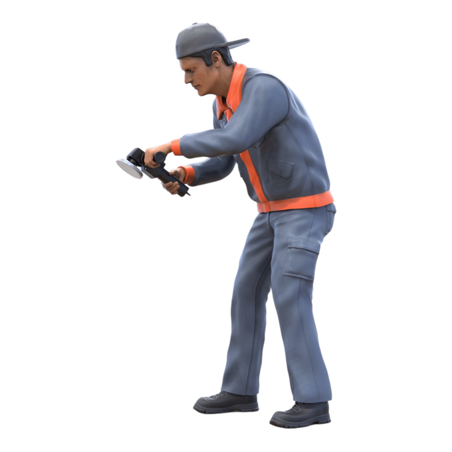 Productfoto diorama en modelbouw miniatuur figuur: monteur met flex