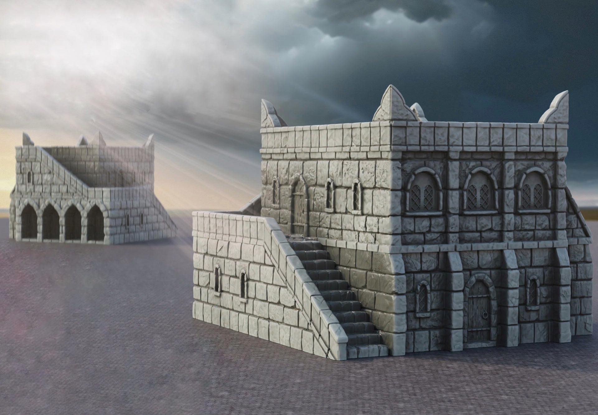 Productfoto Tabletop 28mm The Printing Goes Ever On (TPGEO) 0: Handelsplaats Ivory City - Gebouw Koninkrijk Gonthan - Handelszaal Tabletop Terrain