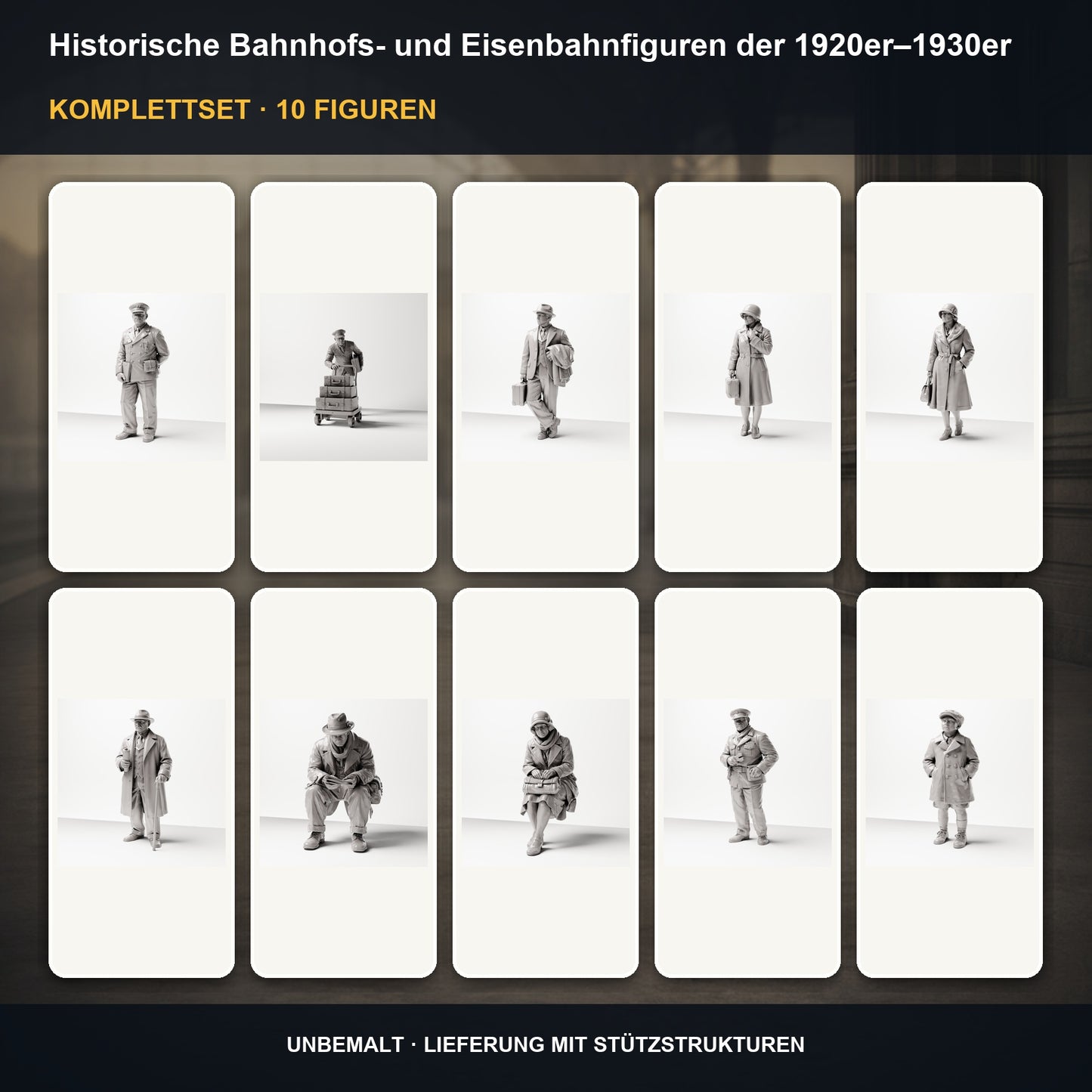 Diorama Modellbau Produktfoto 0: Diorama Figuren-Set: Historische Bahnhofs- und Eisenbahnfiguren der 1920er-1930er