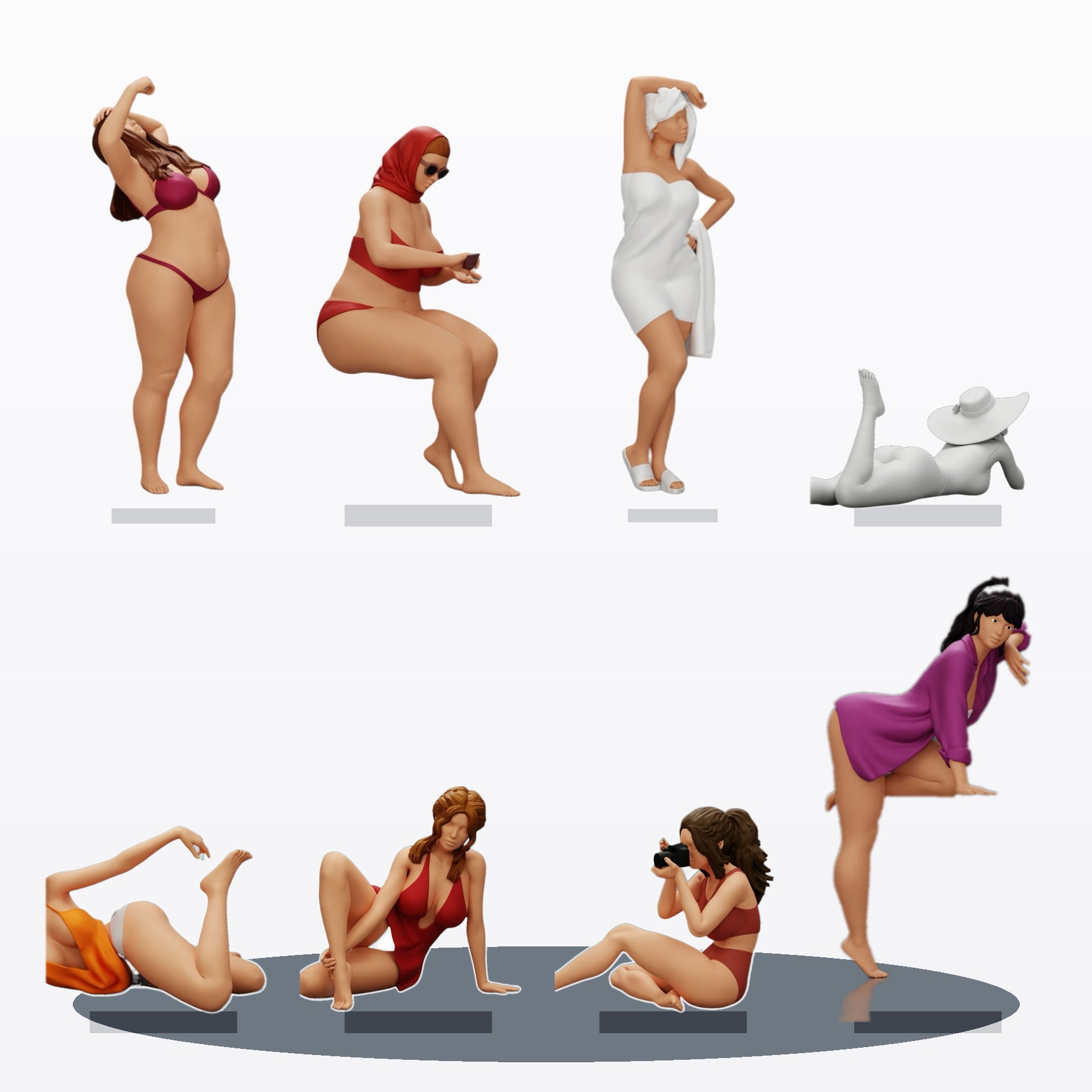 Diorama Modellbau Produktfoto 0: Diorama Figuren-Set: Strandurlaub und Entspannung (Nr. S84)